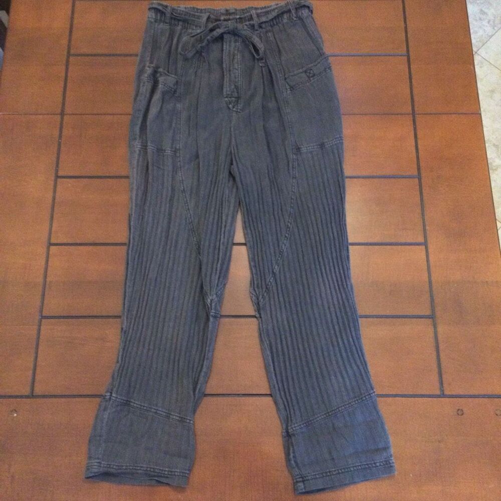 Free People gray women’s utility pants button-fly small linen blend
